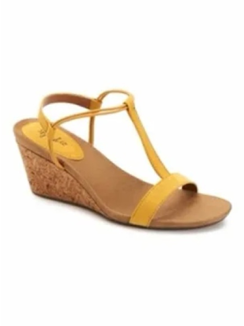 Style & Co Mulan Yellow Strap Cork Wedge Sandal